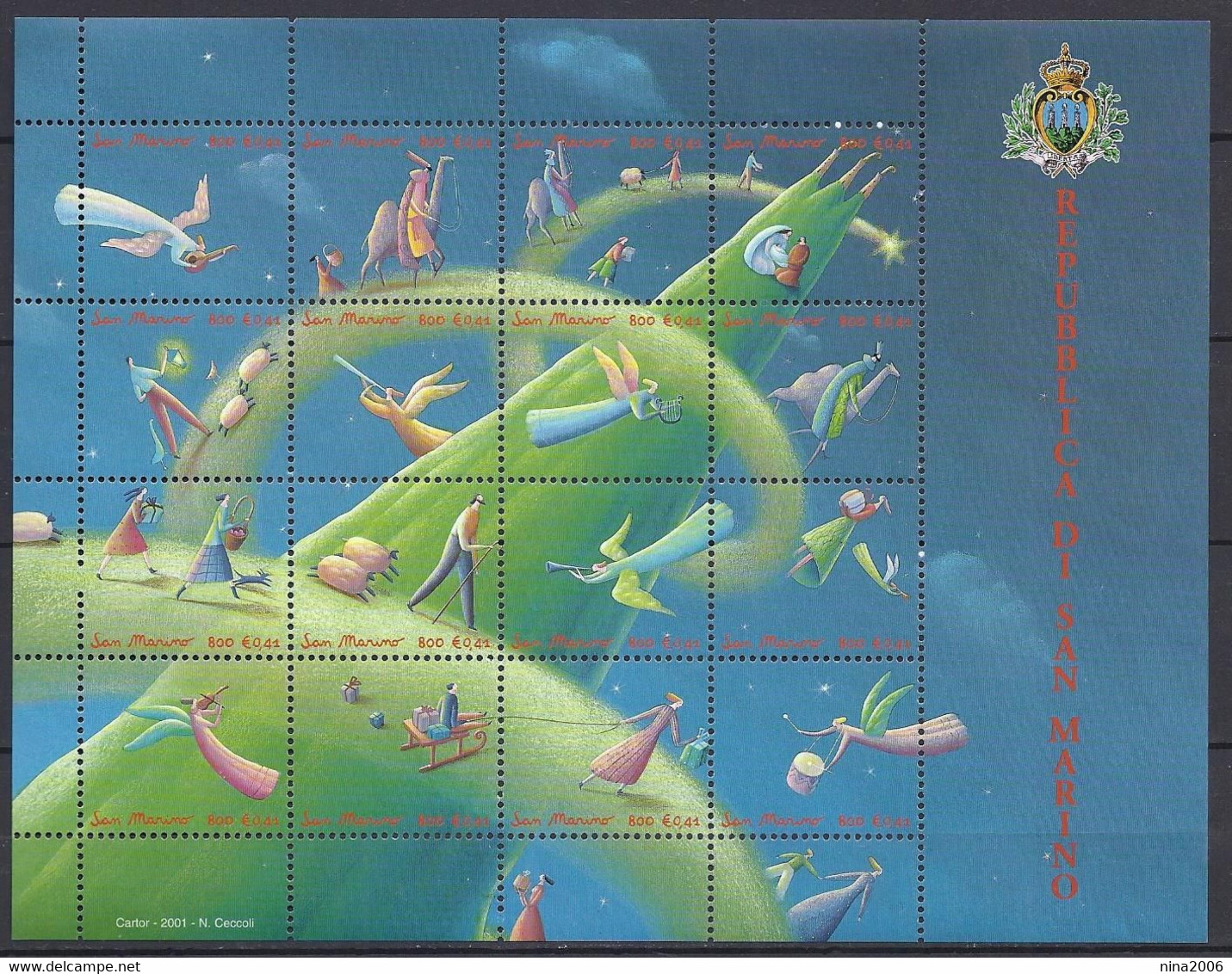 San Marino 2001 Natale / Weihnachten Michel Nr. 1982 - 1997 - Unused Stamps