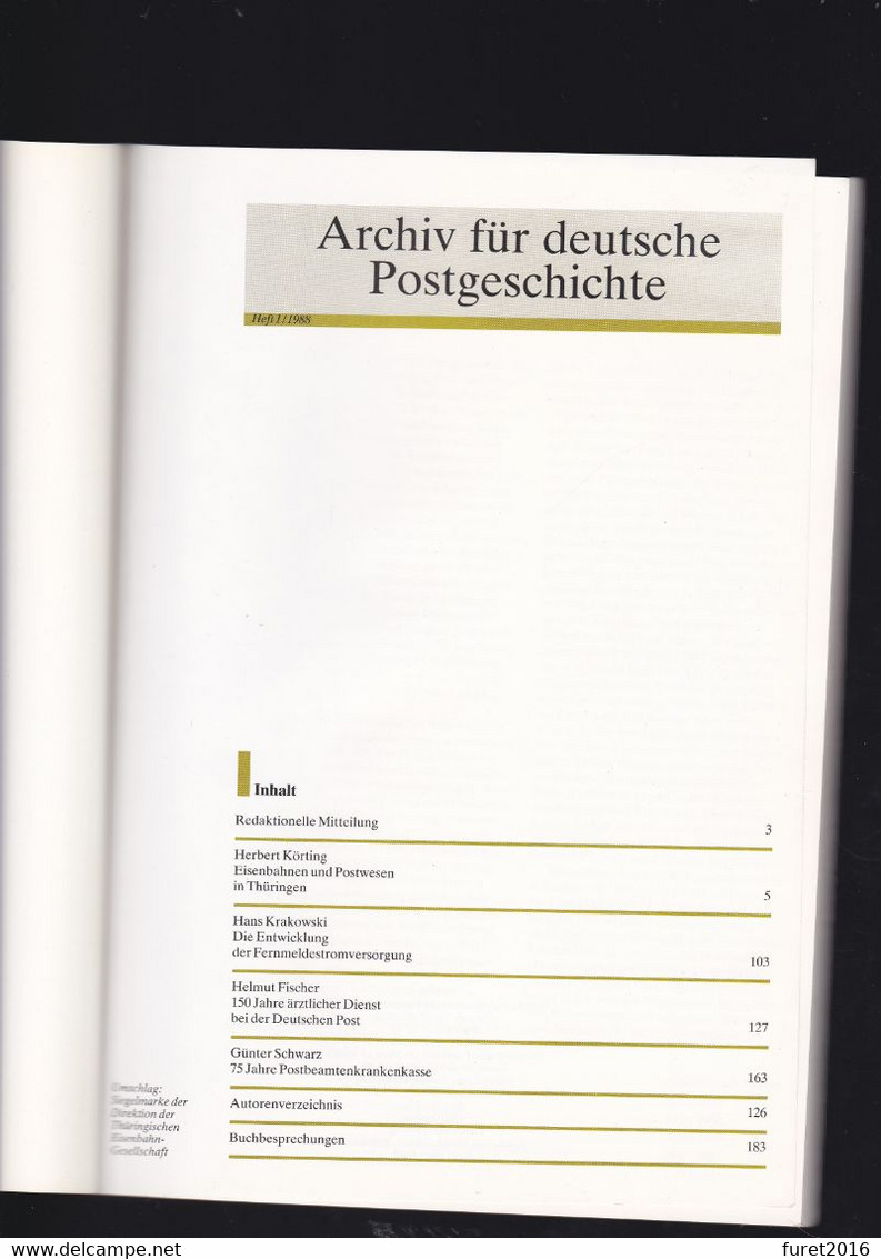Archiv Fur Deutsche Postgeschichte Direction D Thhuringisch Eisenbahn  Gesellsch 187 Pages - Ferrocarriles