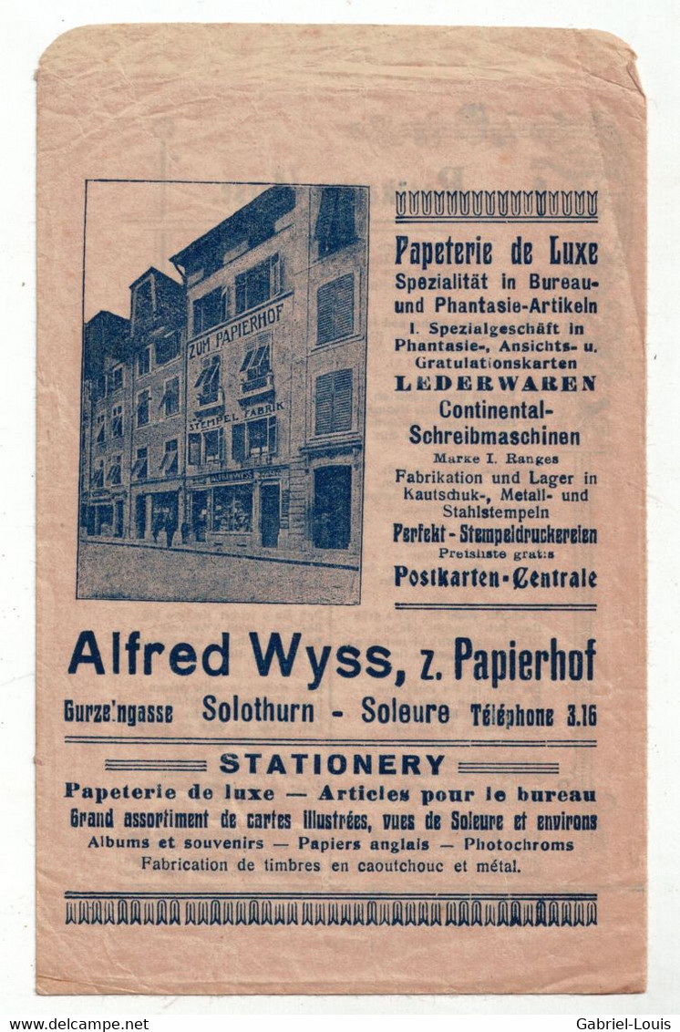 Alfred Wyss Papierhof Solothurn Soleure - Postkarten-Verse - - Switzerland