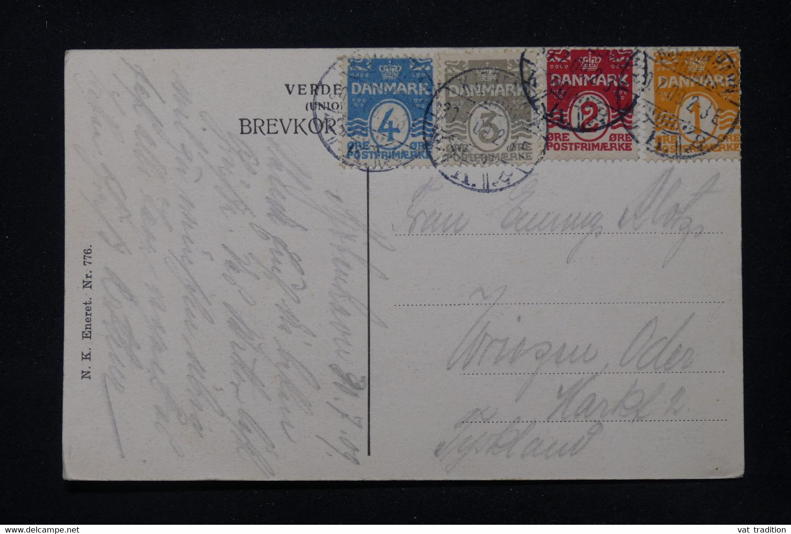 DANEMARK - Affranchissement Quadricolore Sur Carte Postale En 1909 - L 92507 - Storia Postale