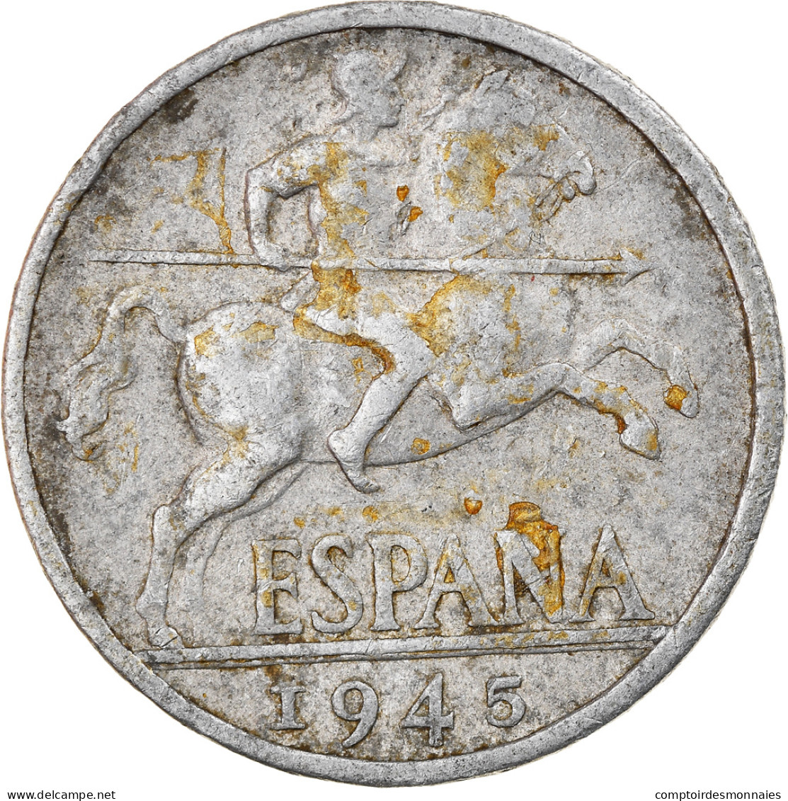 Monnaie, Espagne, 10 Centimos, 1945, TB, Aluminium, KM:766 - 10 Centesimi