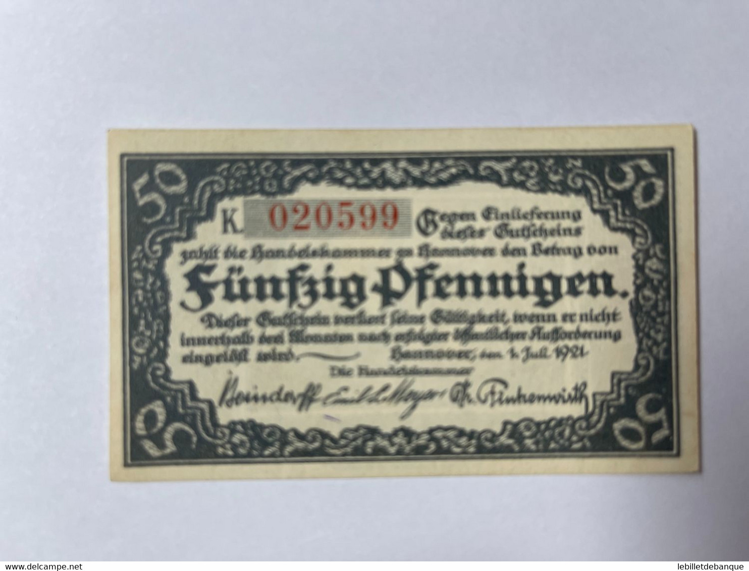 Allemagne Notgeld Hannover 50 Pfennig - Collections