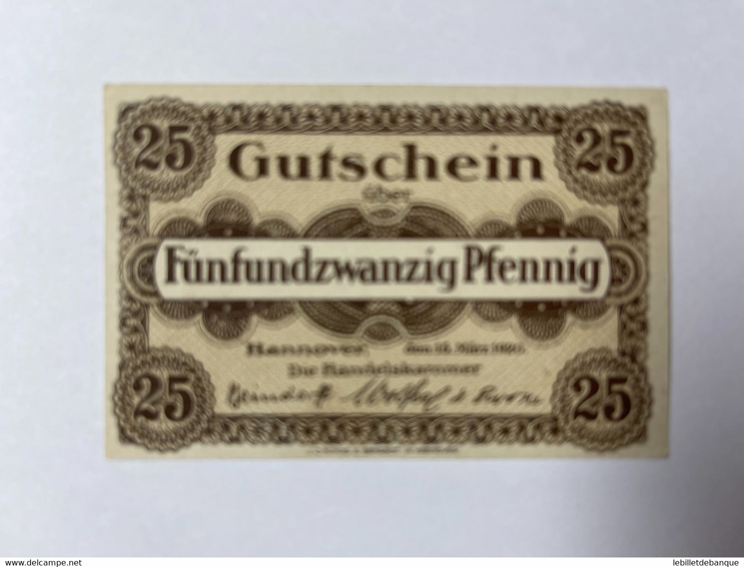 Allemagne Notgeld Hannover 25 Pfennig - Collections