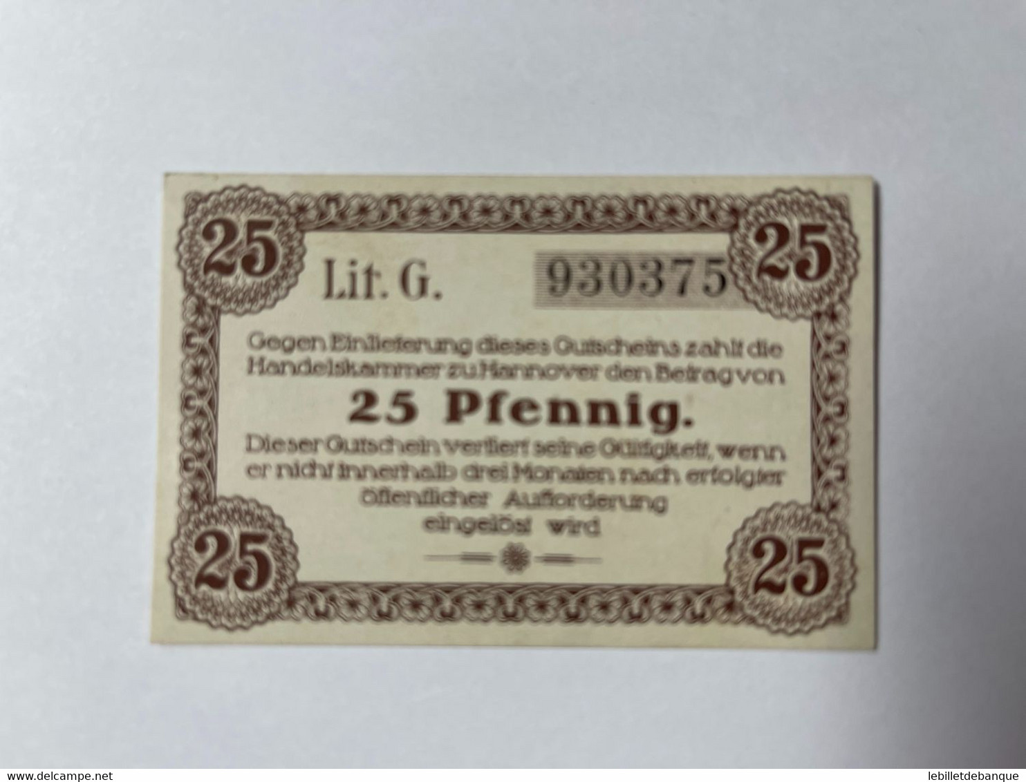 Allemagne Notgeld Hannover 25 Pfennig - Collections