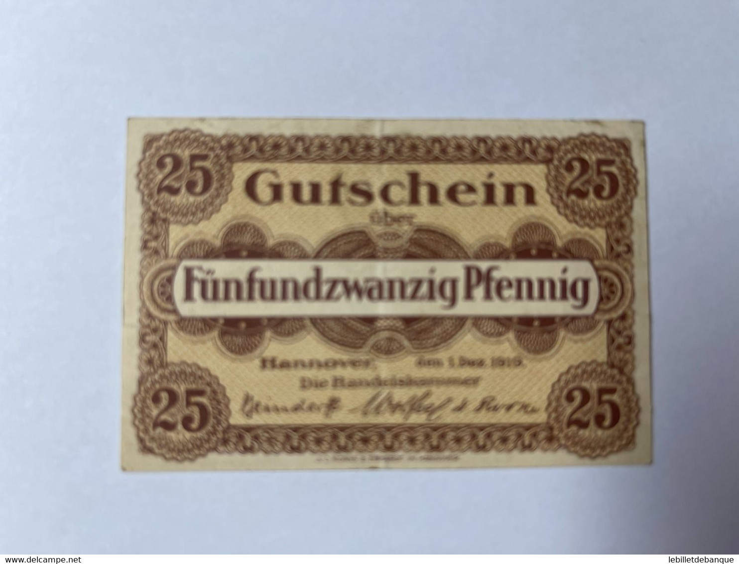 Allemagne Notgeld Hannover 25 Pfennig - Collections