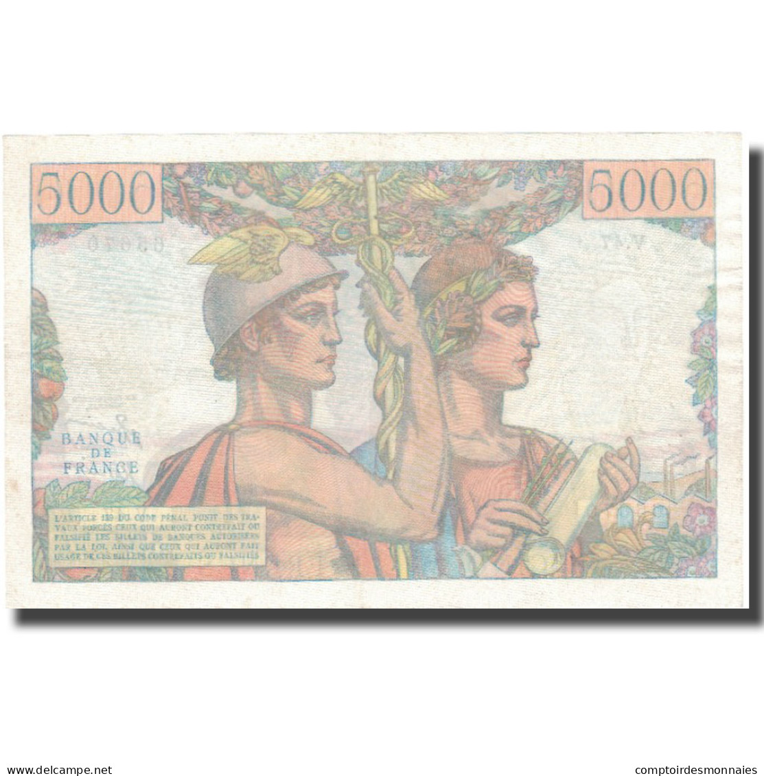 France, 5000 Francs, Terre Et Mer, 1951, 1951-02-01, SUP, Fayette:48.4, KM:131b - 5 000 F 1949-1957 ''Terre Et Mer''