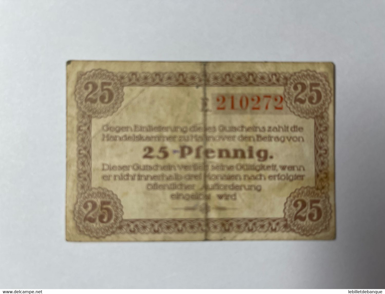 Allemagne Notgeld Hannover 25 Pfennig - Collections