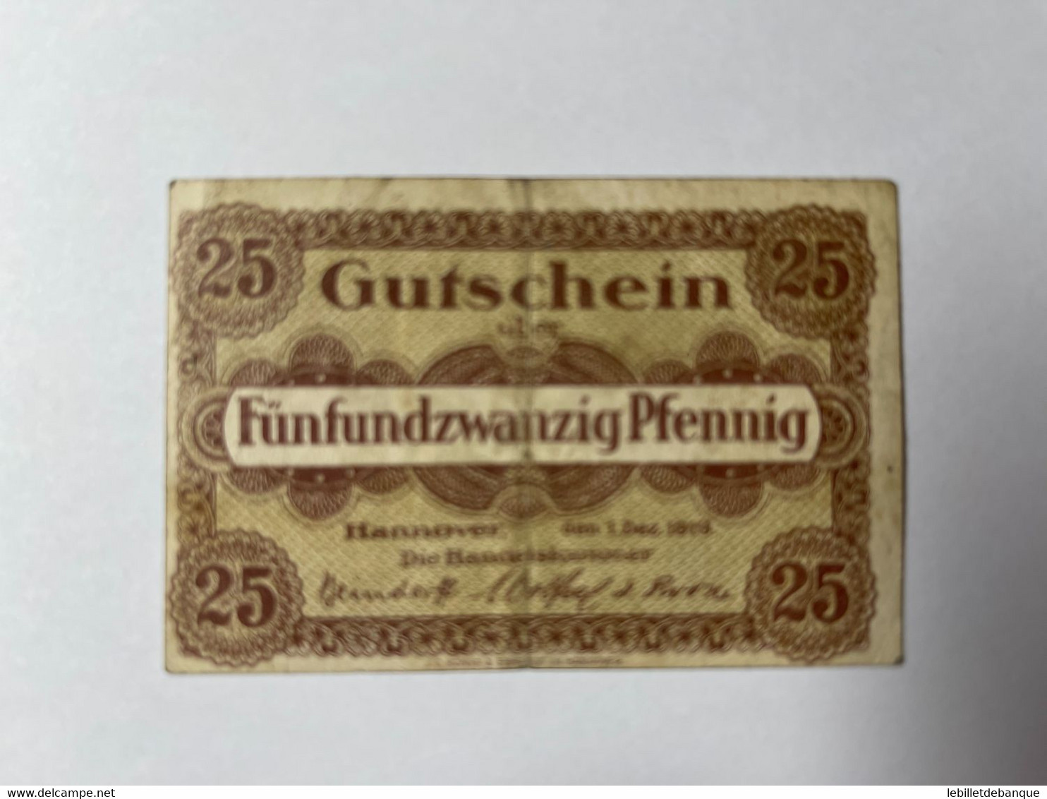 Allemagne Notgeld Hannover 25 Pfennig - Collections