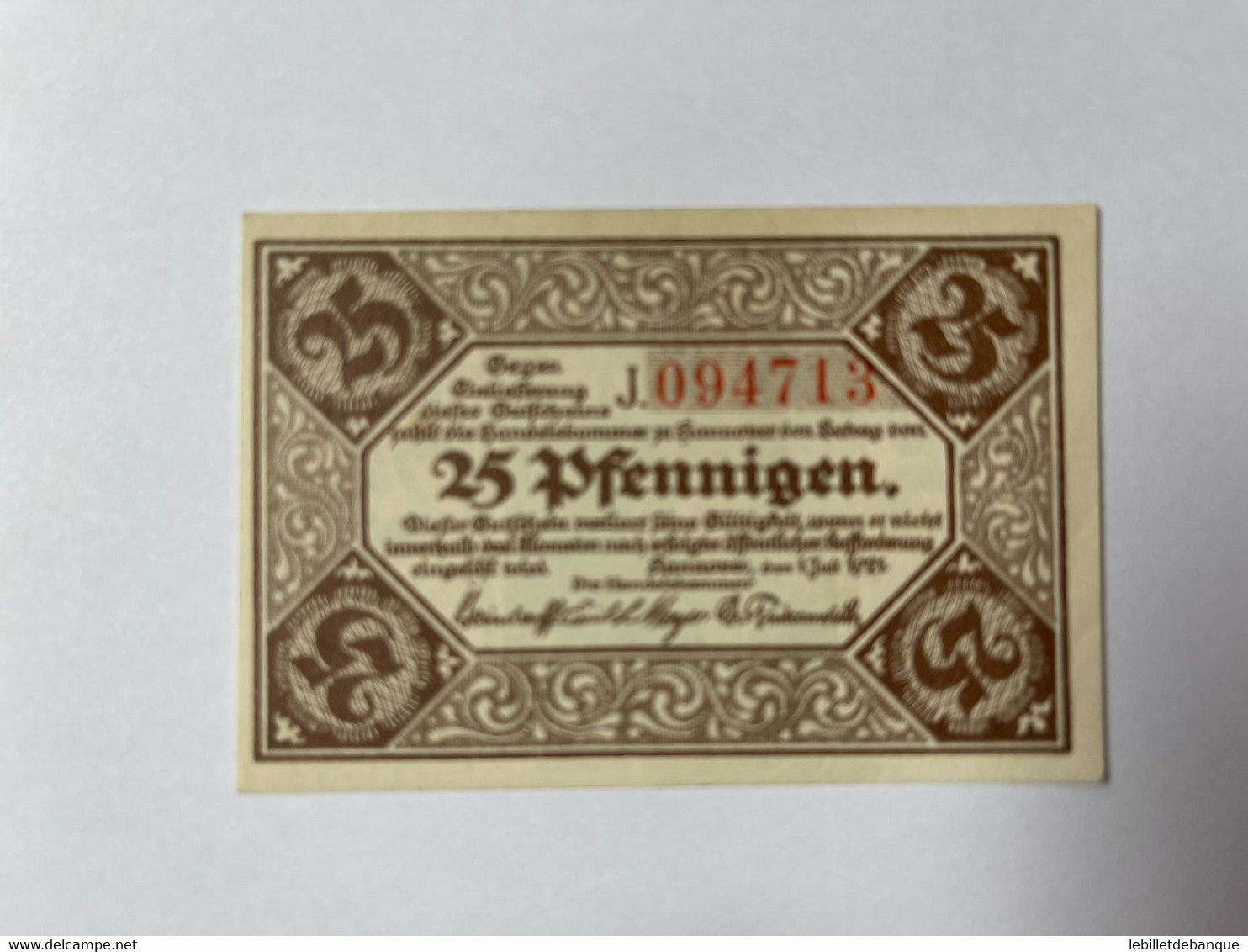 Allemagne Notgeld Hannover 25 Pfennig - Collections