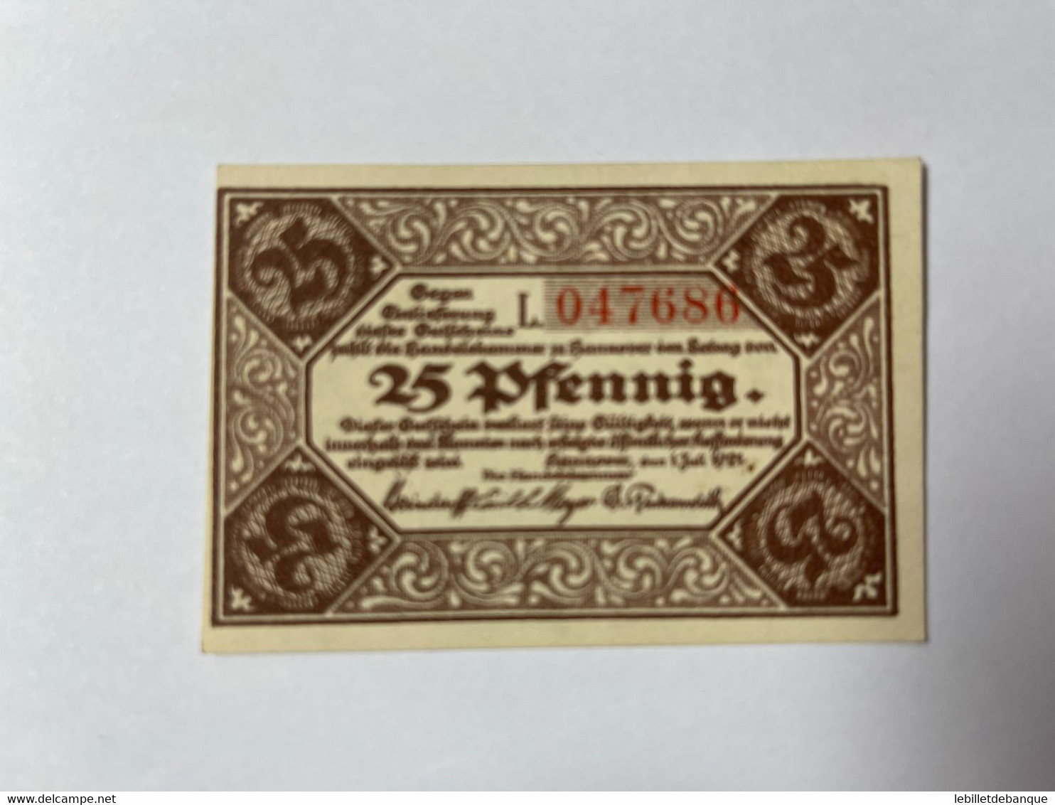 Allemagne Notgeld Hannover 25 Pfennig - Collections