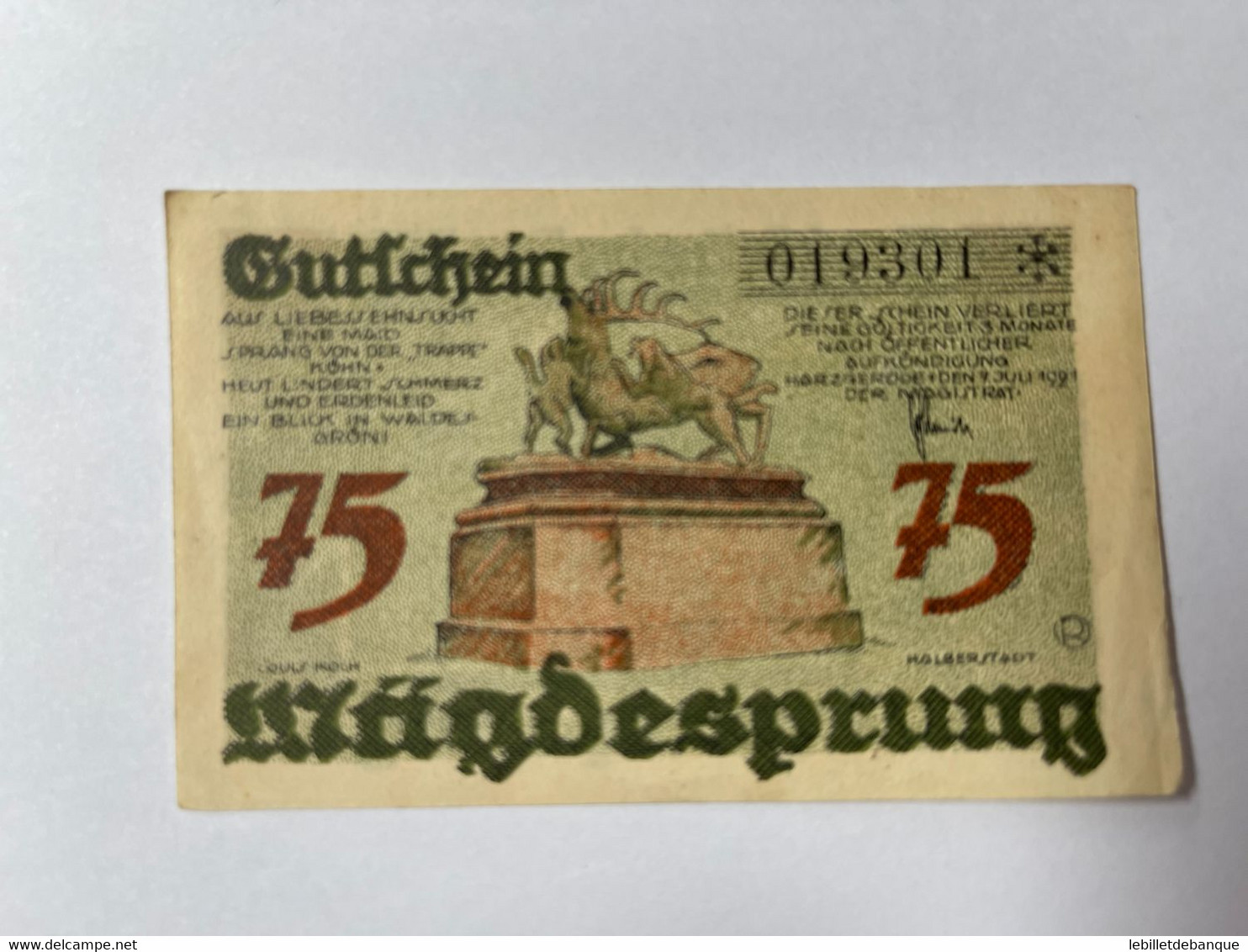 Allemagne Notgeld Harzgerode 75 Pfennig - Collections