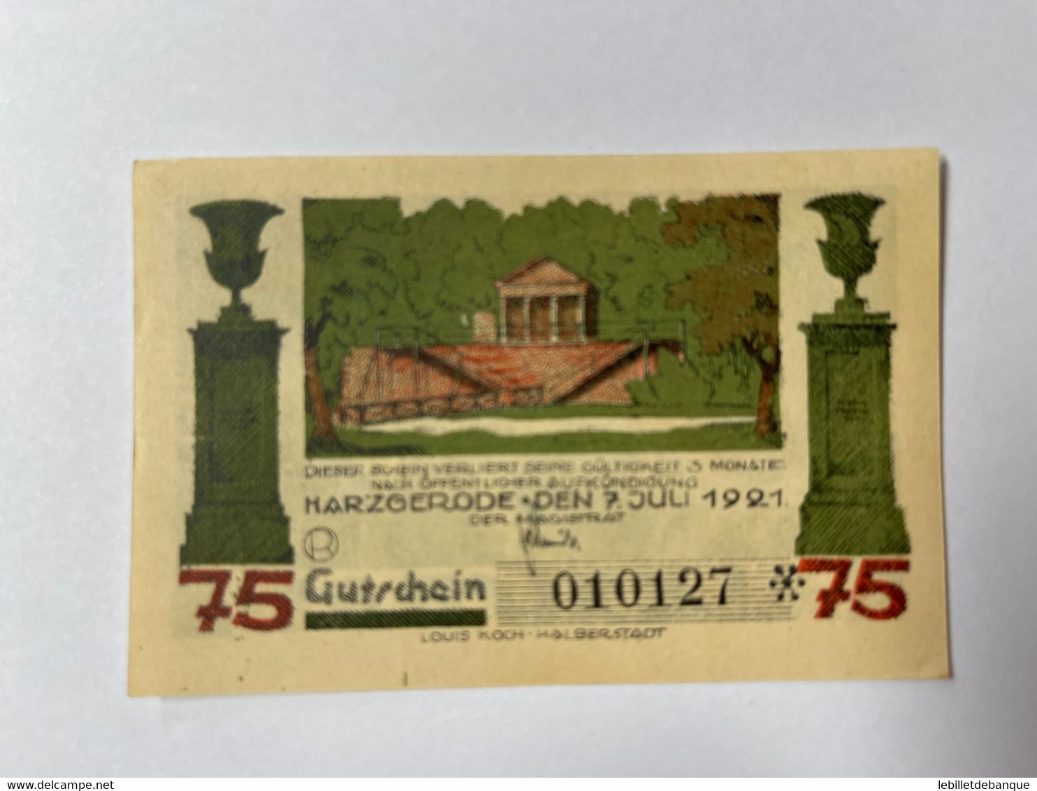 Allemagne Notgeld Harzgerode 75 Pfennig - Collections