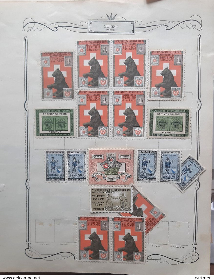 SWISS EXPOSITION TIMBRES 18 VIGNETTES COMMEMORATIVES ANNEES 1916 1922 FOIRES CONGRES GENEVE BERNE ZURICH - Vignettes De Fantaisie