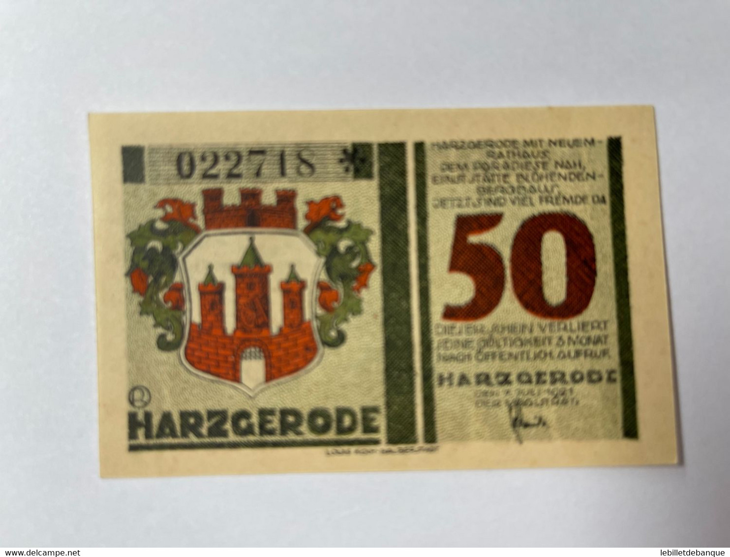 Allemagne Notgeld Harzgerode 50 Pfennig - Collections