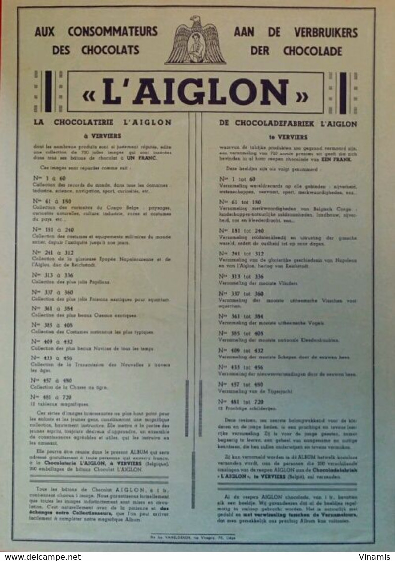 AIGLON- Album De 720 Chromos - FR/NL - Chocolaterie L'AIGLON Verviers - Aiglon