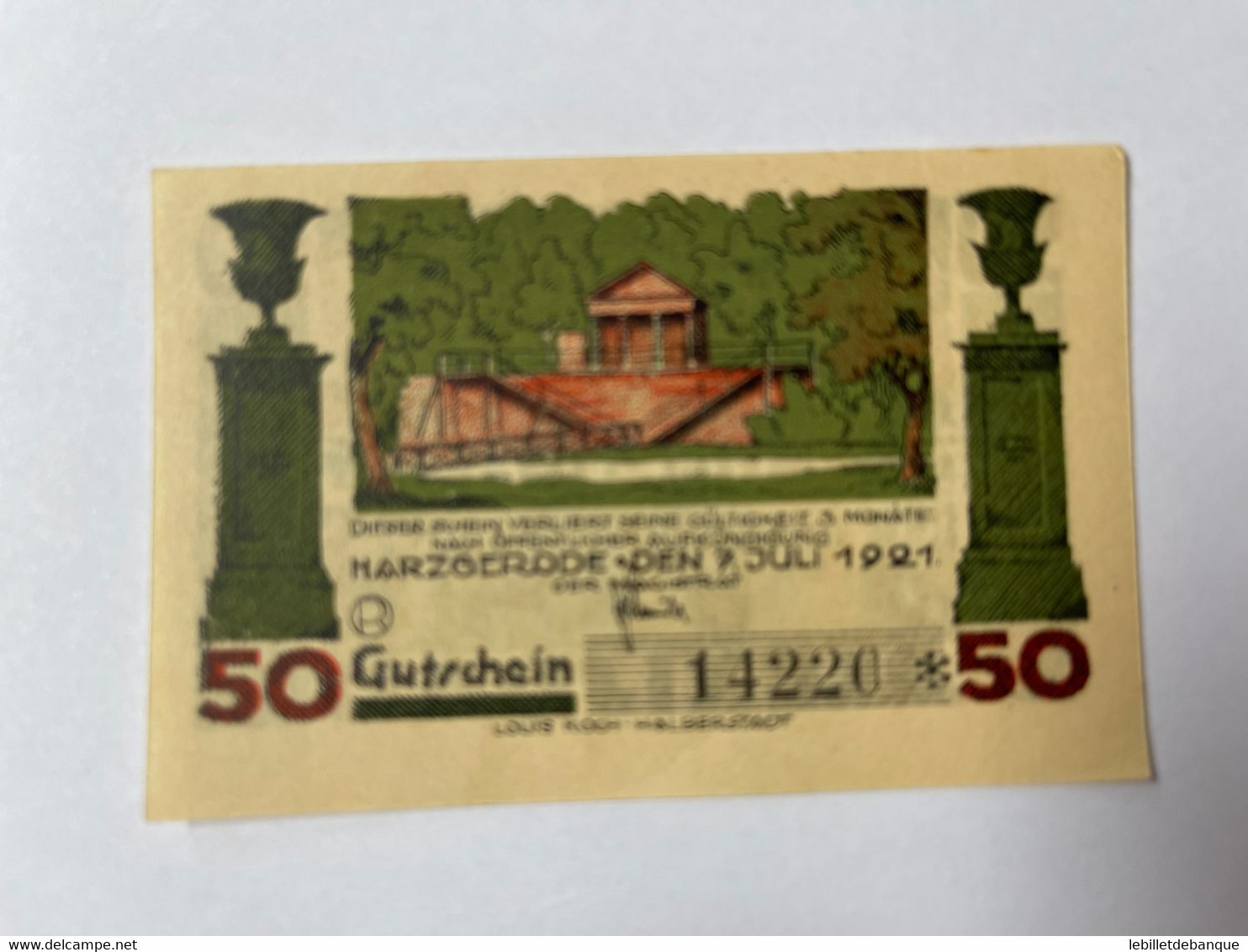 Allemagne Notgeld Harzgerode 50 Pfennig - Collections