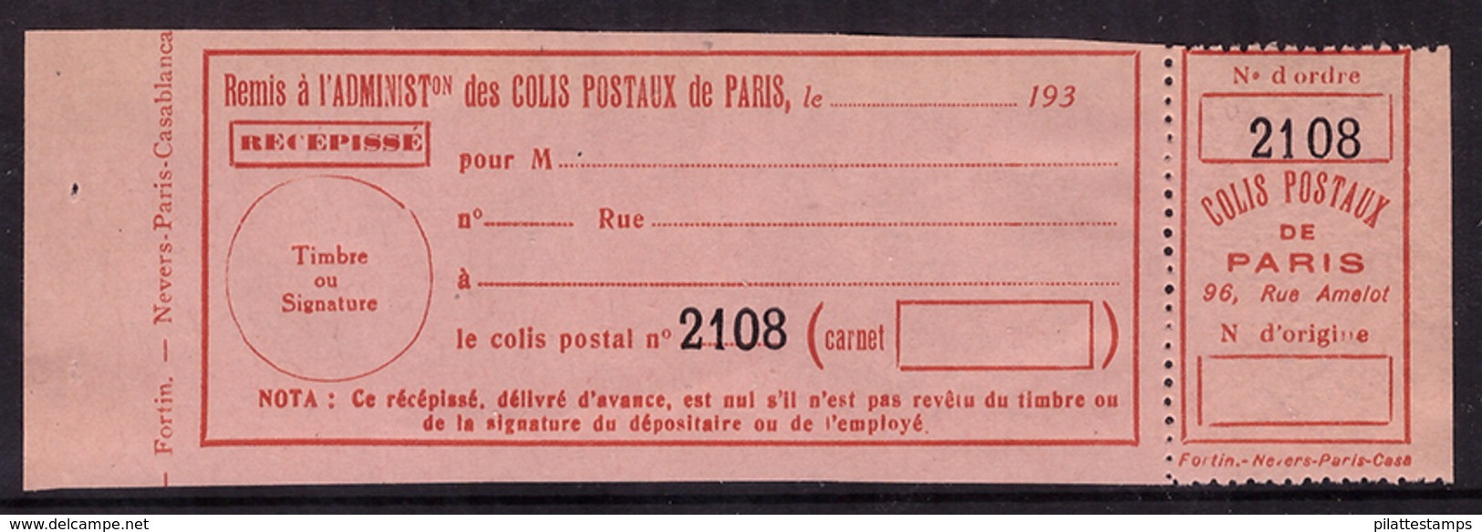 -France Colis Postaux Paris Pour Paris 164** - Autres & Non Classés