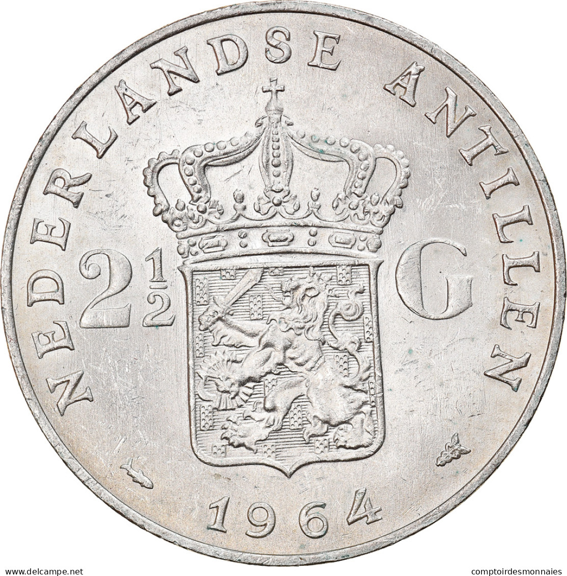 Monnaie, Netherlands Antilles, Juliana, 2-1/2 Gulden, 1964, SUP, Argent, KM:7 - Antilles Néerlandaises
