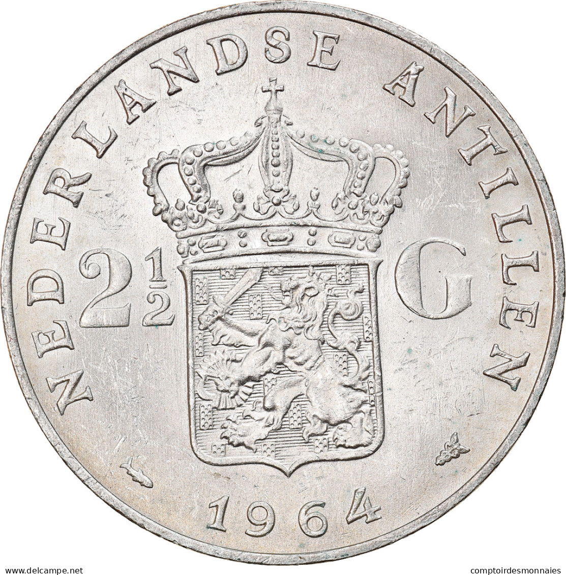 Monnaie, Netherlands Antilles, Juliana, 2-1/2 Gulden, 1964, SUP, Argent, KM:7 - Netherlands Antilles