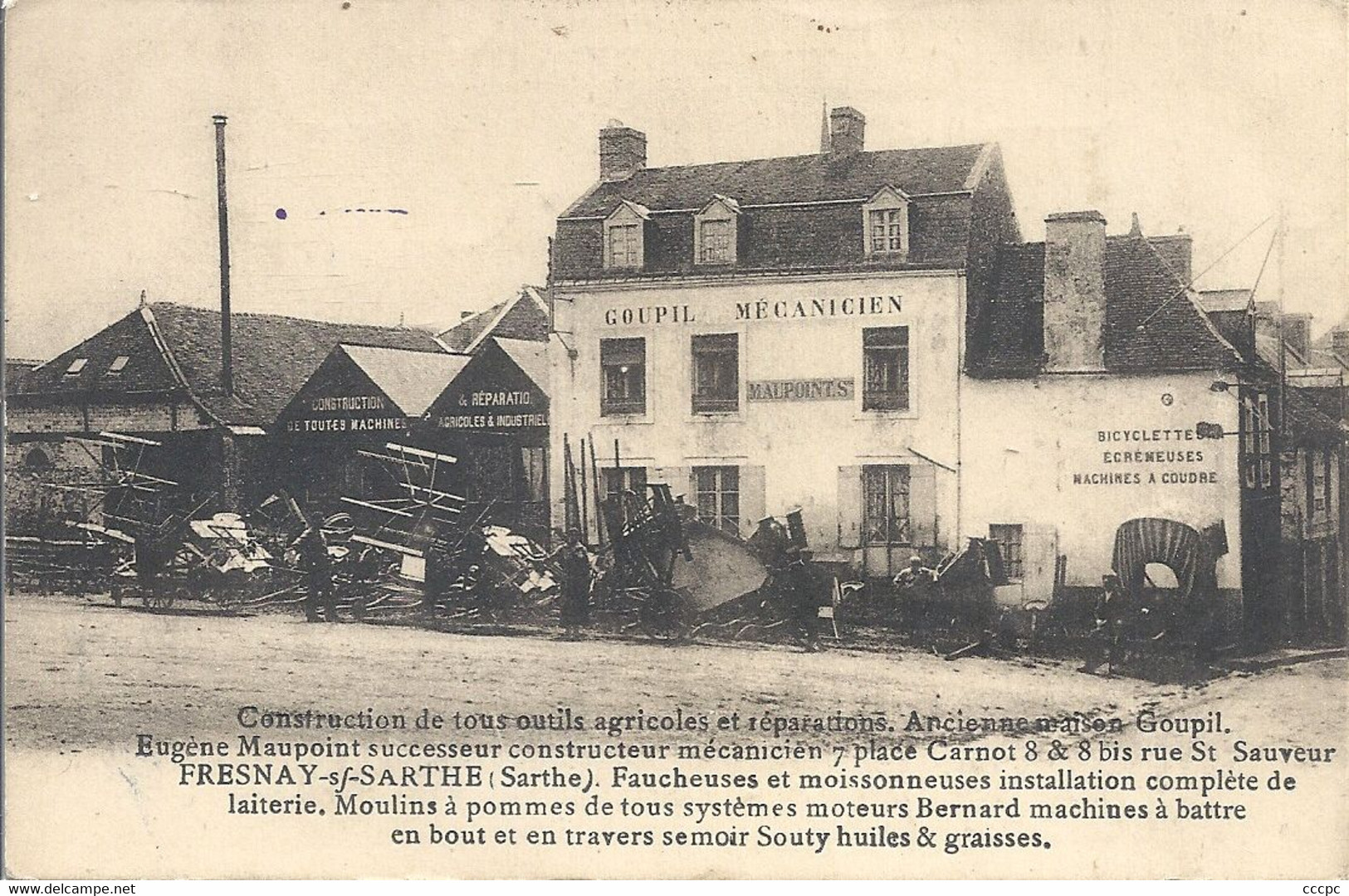 CPA Fresnay-sur-Sarthe Ancienne Maison Goupil Constructeur Mécanicien Faucheuses Moissonneuses Etc - La Fresnaye Sur Chédouet