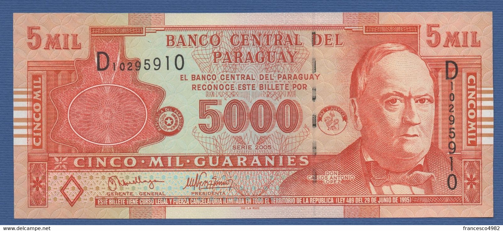 PARAGUAY - P.223a  – 5.000  GUARANIES 2005 - UNC Prefix D - Paraguay