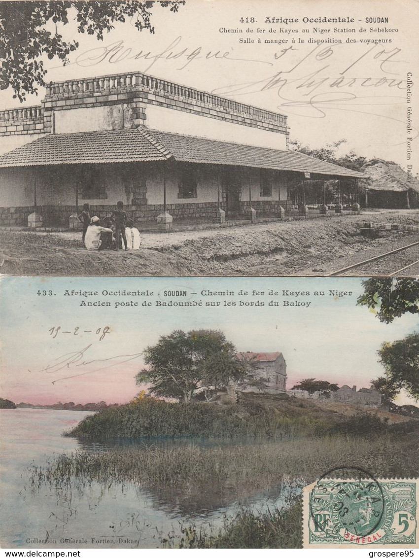 SOUDAN CHEMIN DE FER  DE KAYES AU NIGER STATION DE SEBEKORO ET ANCIEN POSTE DE BADOUMBE....1907 1908 - Soedan