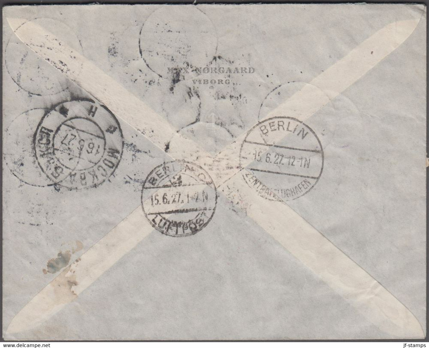 1927. DANMARK. Air Mail 4-block 10 øre + 25 øre On Reg-cover From KØBENHAVN LUFTPOST ... (Michel 143+) - JF416431 - Airmail