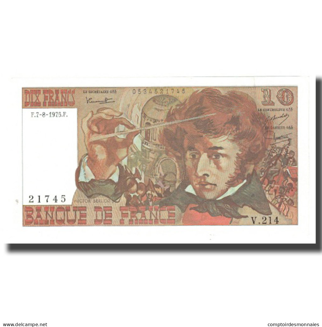 France, 10 Francs, Berlioz, 1975, P. A.Strohl-G.Bouchet-J.J.Tronche, 1975-08-07 - 10 F 1972-1978 ''Berlioz''