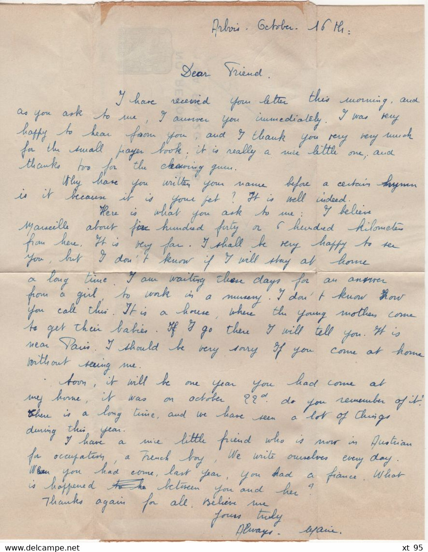 Lettre Adressee APO 772 D'Arbois Dans Le Jura - 1944 - WW II