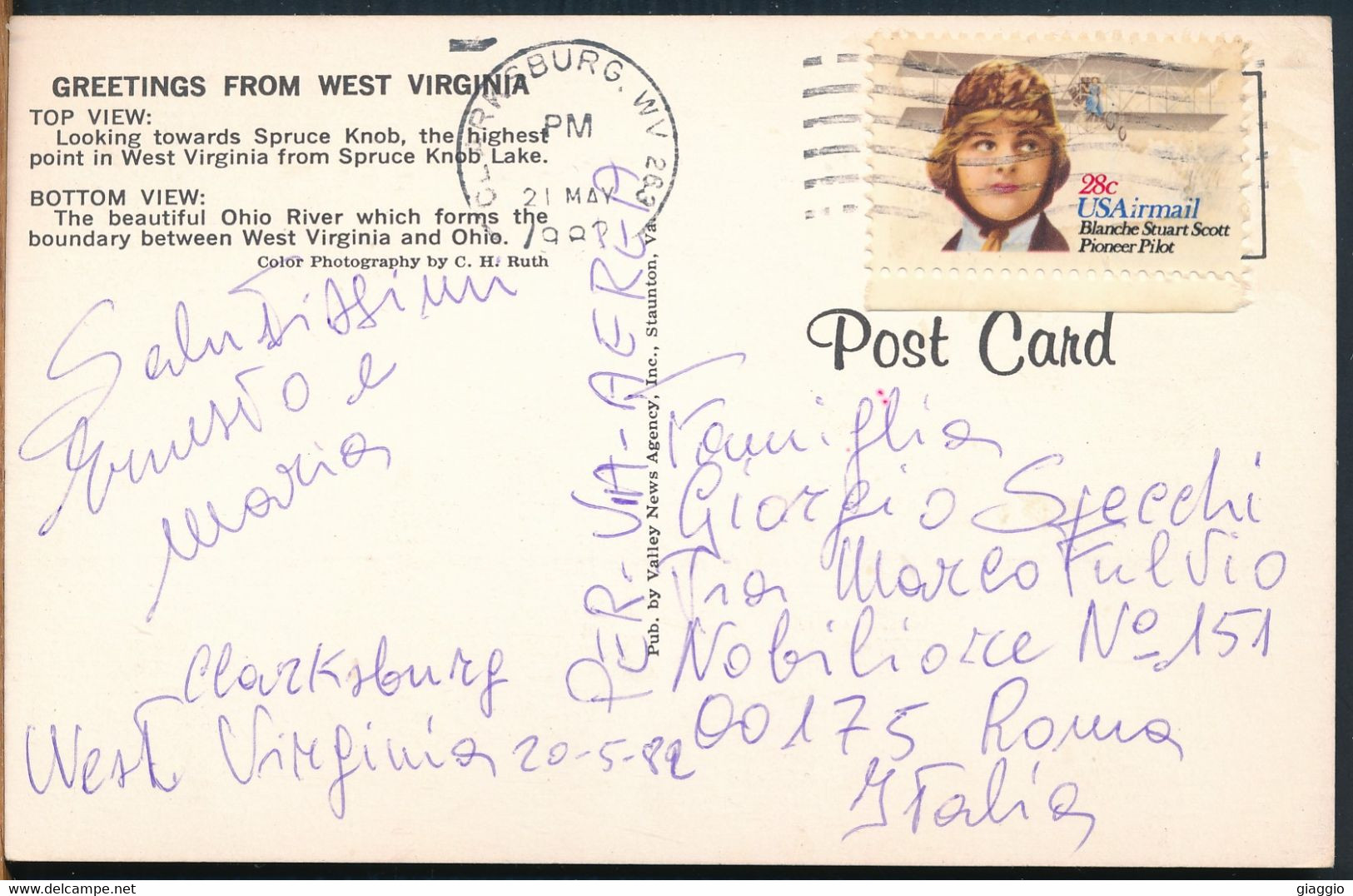 °°° 25317 - USA - VA - GREETINGS FROM WEST VIRGINIA - 1982 With Stamps °°° - Virginia Beach