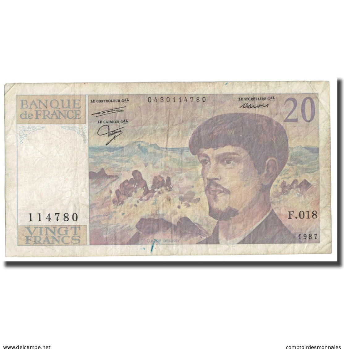 France, 20 Francs, Debussy, 1987, TB+, Fayette:66.08, KM:151b - 20 F 1980-1997 ''Debussy''