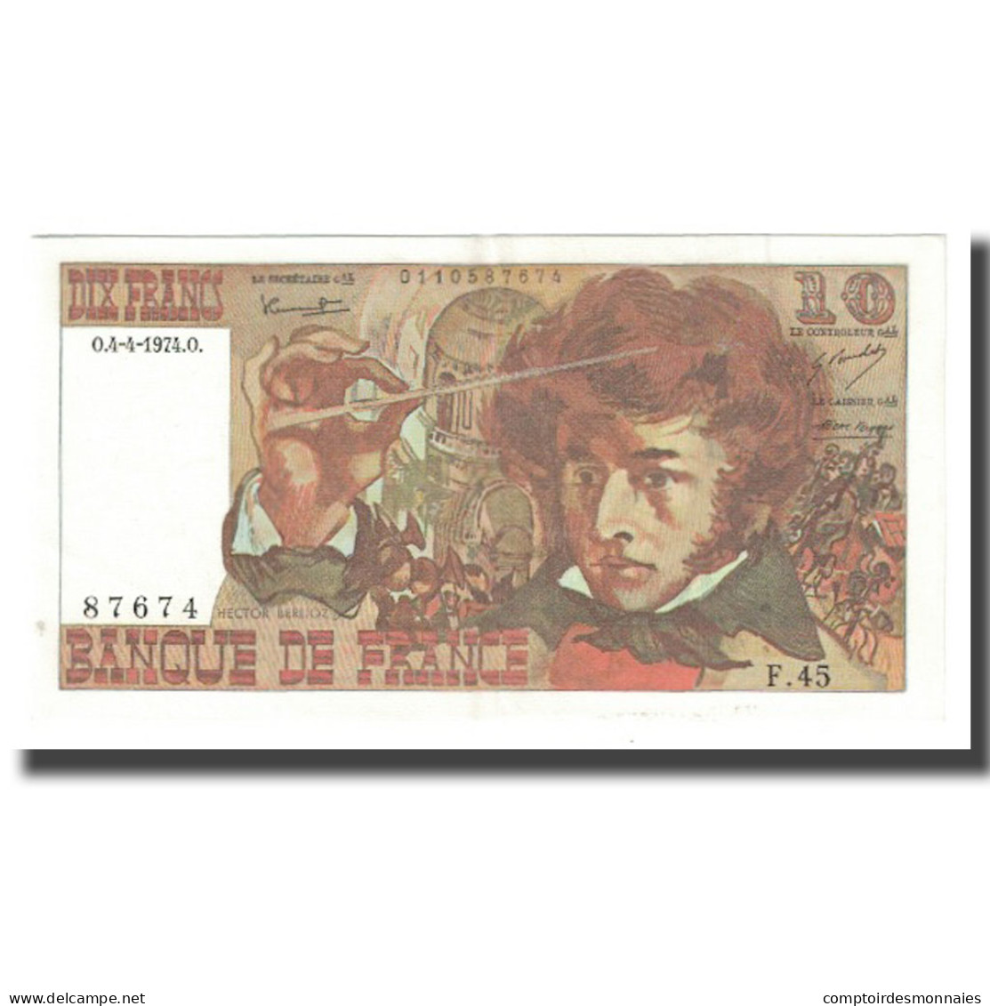 France, 10 Francs, Berlioz, 1974, P. A.Strohl-G.Bouchet-J.J.Tronche, 1974-04-04 - 10 F 1972-1978 ''Berlioz''