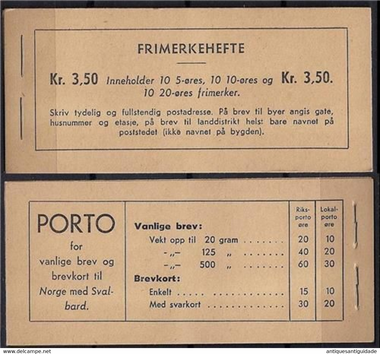 NORWAY SCOTT#190,192,196 (H20BV) Complete BOOKLET Post Office Fresh MNH - Markenheftchen