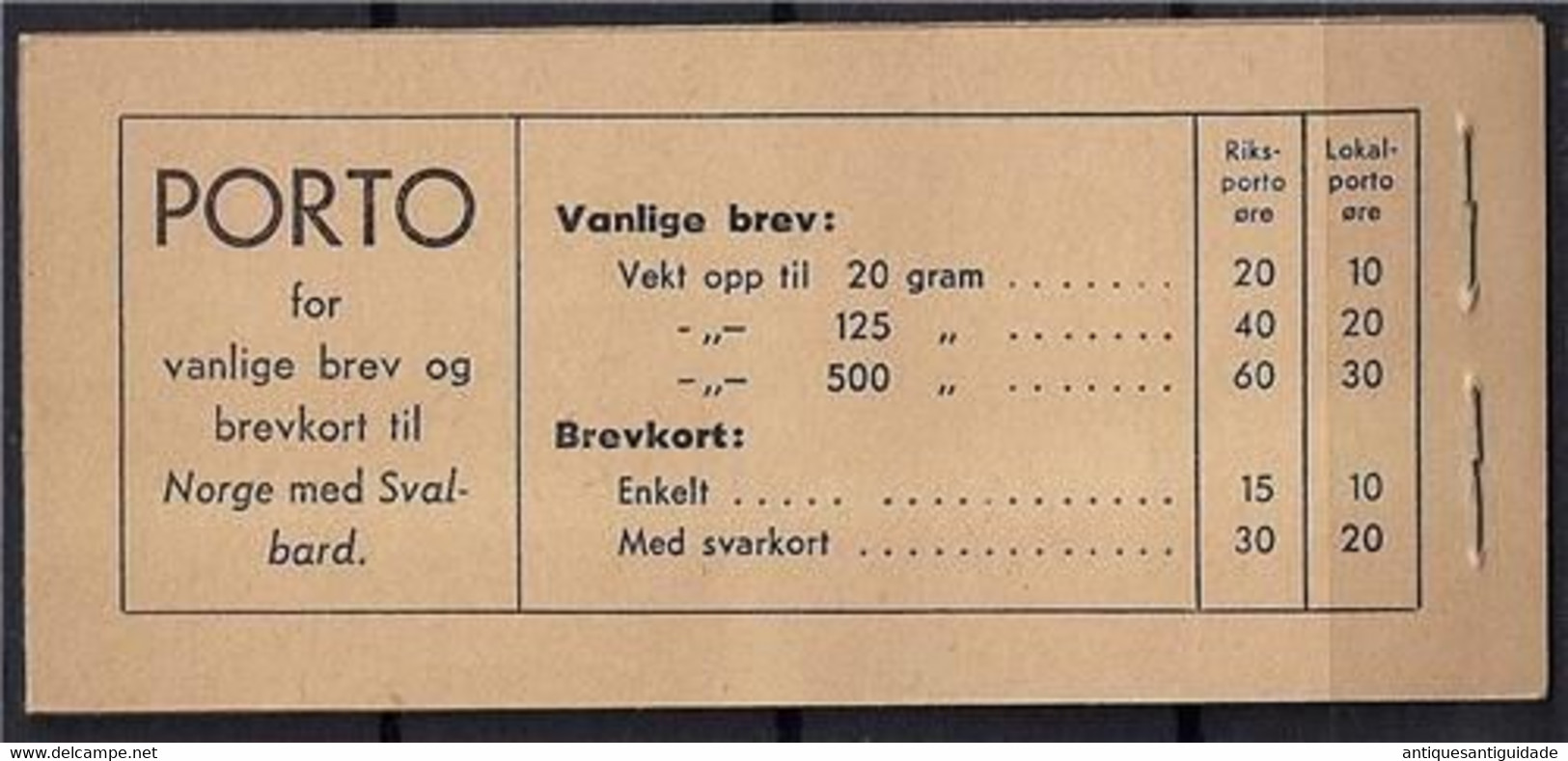 NORWAY SCOTT#190,192,196 (H20BV) Complete BOOKLET Post Office Fresh MNH - Markenheftchen