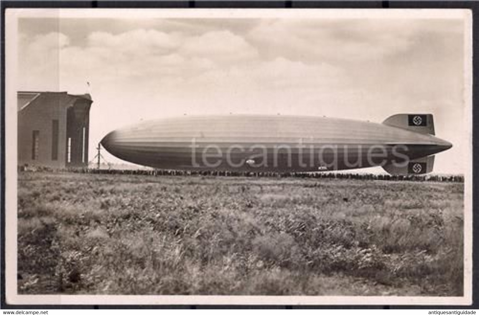 Germany Nazi Hindenburg Zeppelin LZ129 Original Real Photo Postcard Frankfurt A. Main - Aviation