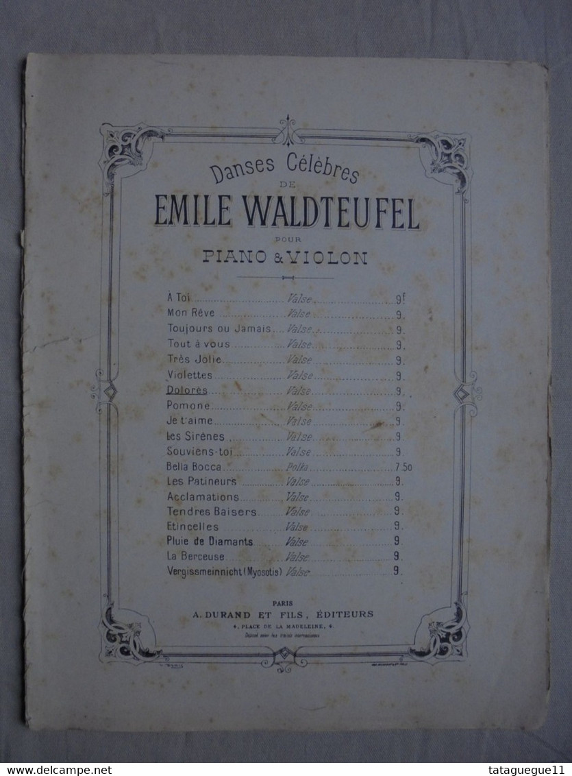 Ancien - Partition Dolorès Danses Célèbres De Emile Waldteufel Piano & Violon - V-Z