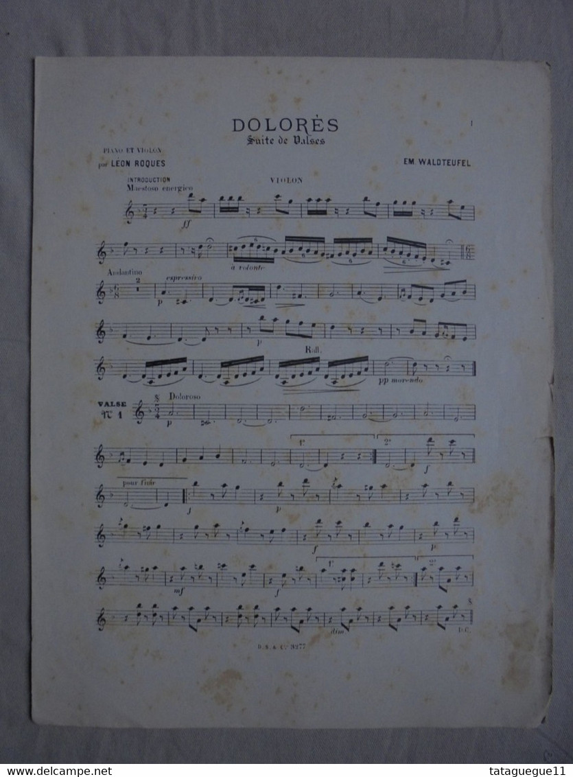 Ancien - Partition Dolorès Danses célèbres de Emile Waldteufel Piano & Violon