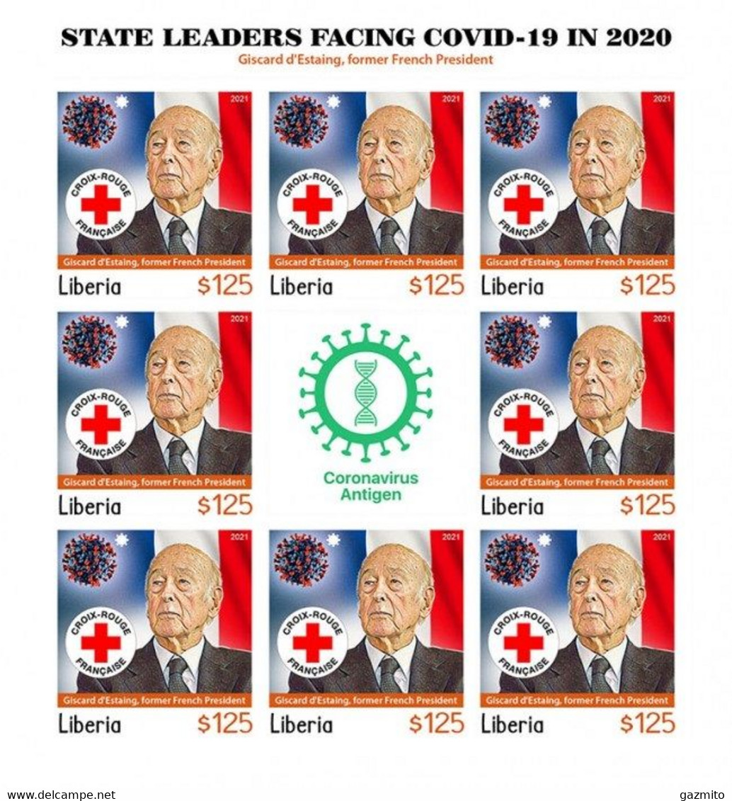 Liberia 2021, Against Covid, Leader, G. D'Estaing, Red Cross, BF IMPERFORATED - Liberia