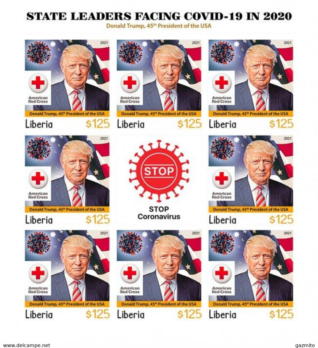 Liberia 2021, Against Covid, Leader, Trump, Red Cross, BF IMPERFORATED - Liberia