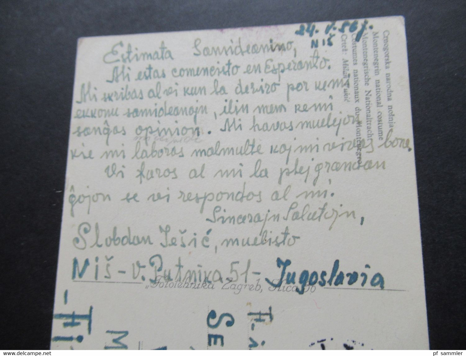 Jugoslawien 1956 Freimarken Flugzeuge über Landschaften Nr.650  AK Montenegrische Nationaltracht Nach Finnland Gesendet - Brieven En Documenten