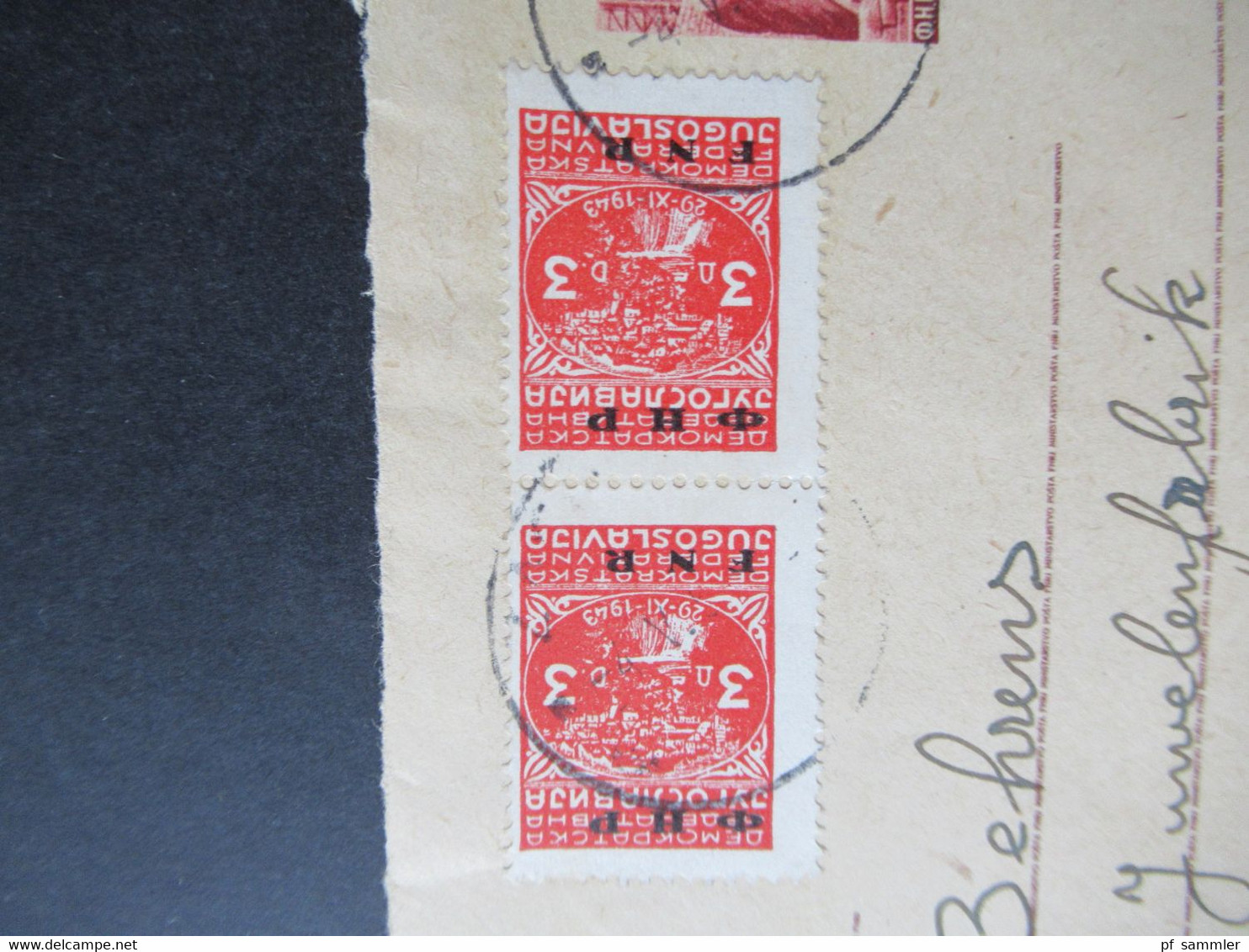 Jugoslawien 1949 Ganzsachen Umschlag Wst. Bauarbeiter Mit 2 Zusatzfrankaturen Nr. 593 Freimarken Mit Aufdruck FNR - Covers & Documents