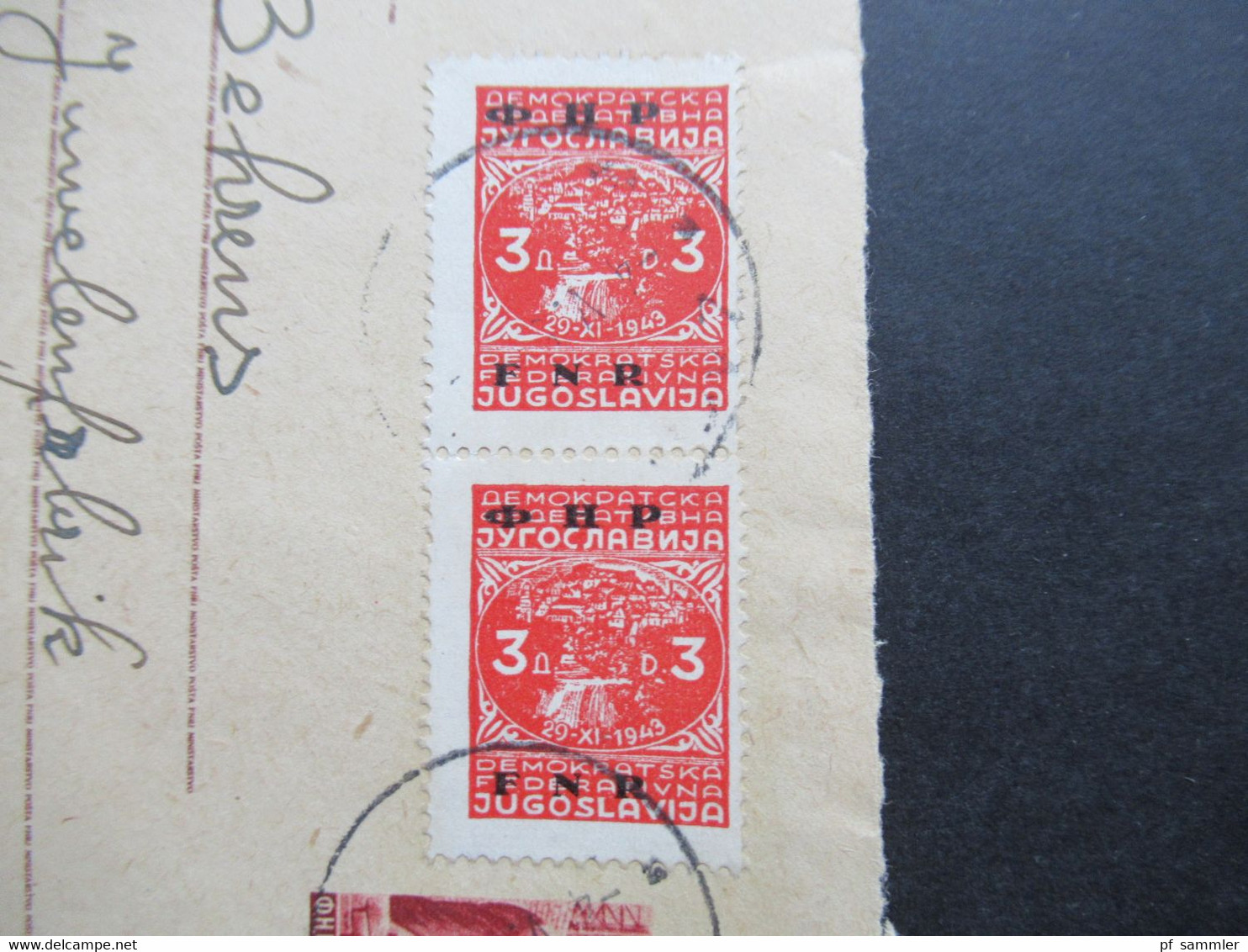 Jugoslawien 1949 Ganzsachen Umschlag Wst. Bauarbeiter Mit 2 Zusatzfrankaturen Nr. 593 Freimarken Mit Aufdruck FNR - Storia Postale