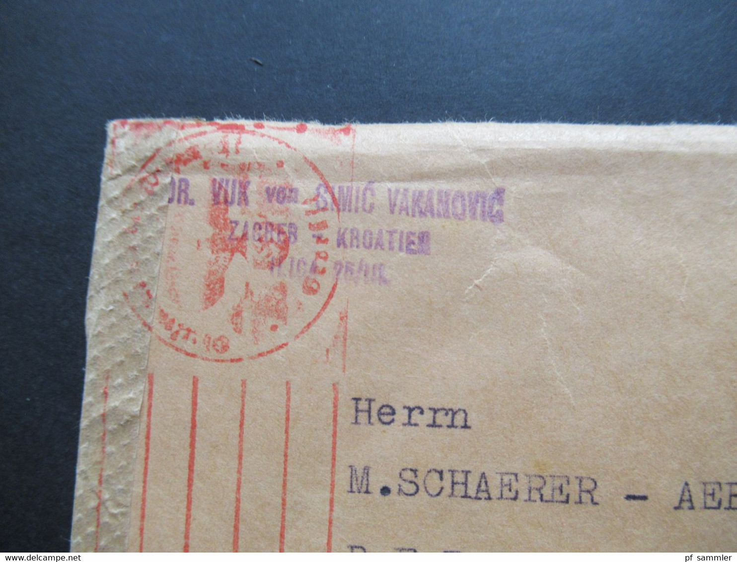 Kroatien 1943 Zensurbeleg Freimarken Landschaften Nr. 59 EF OKW Mehrfachzensur Abs: Dr. VUK Von Smic Vakanovic Nach Bern - Kroatien