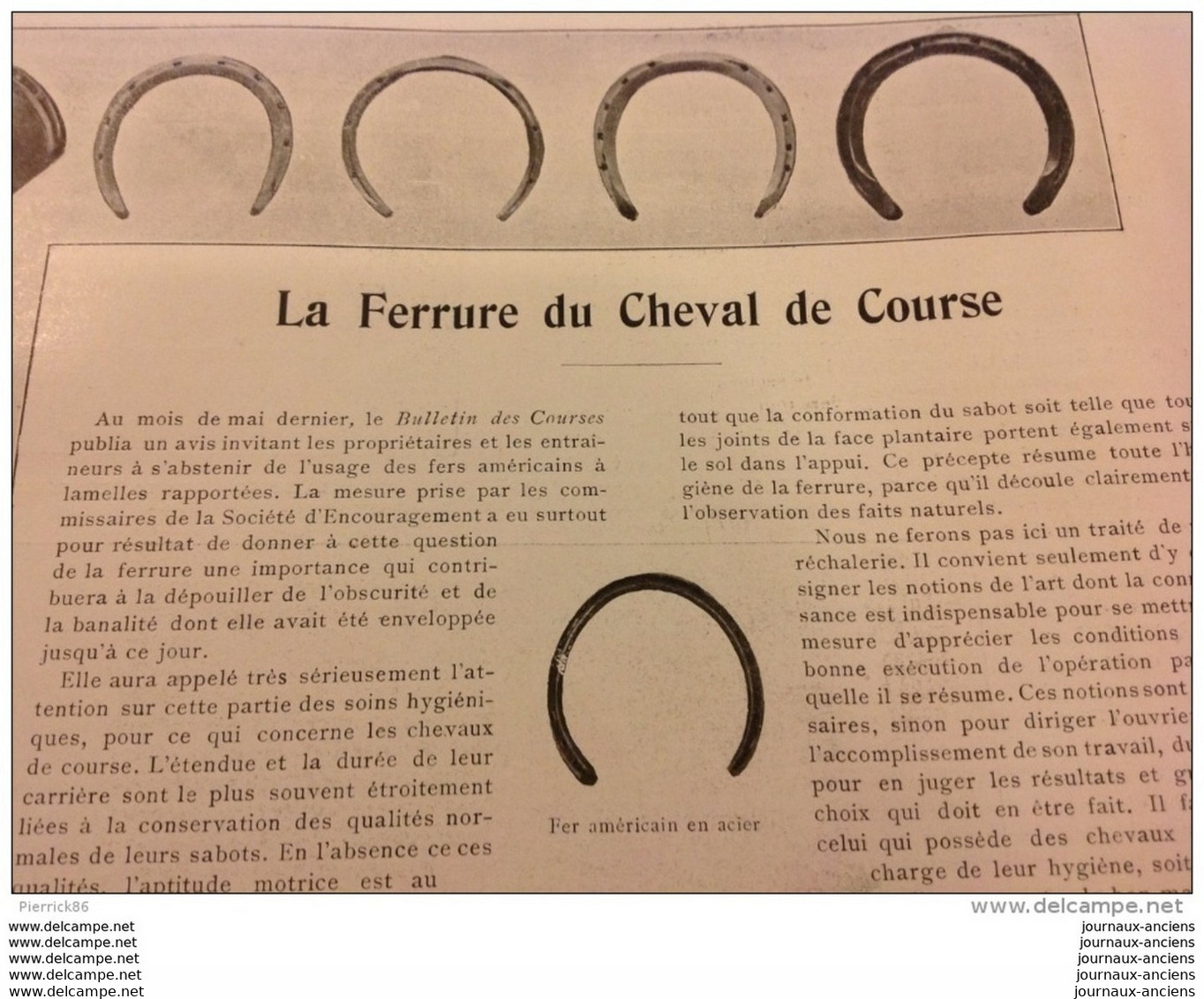 1905 LA FERRURE DU CHEVAL DE COURSE - ÉLEVAGE À SAINT PARIZE LE CHÀTEL ( NIÈVRE ) - YACHTING ET MARINE - KIEL - Magazines - Before 1900