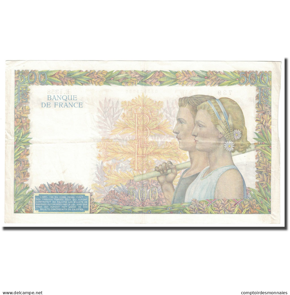 France, 500 Francs, La Paix, 1940, 1940-11-28, TTB+, Fayette:32.09, KM:95a - 500 F 1940-1944 ''La Paix''