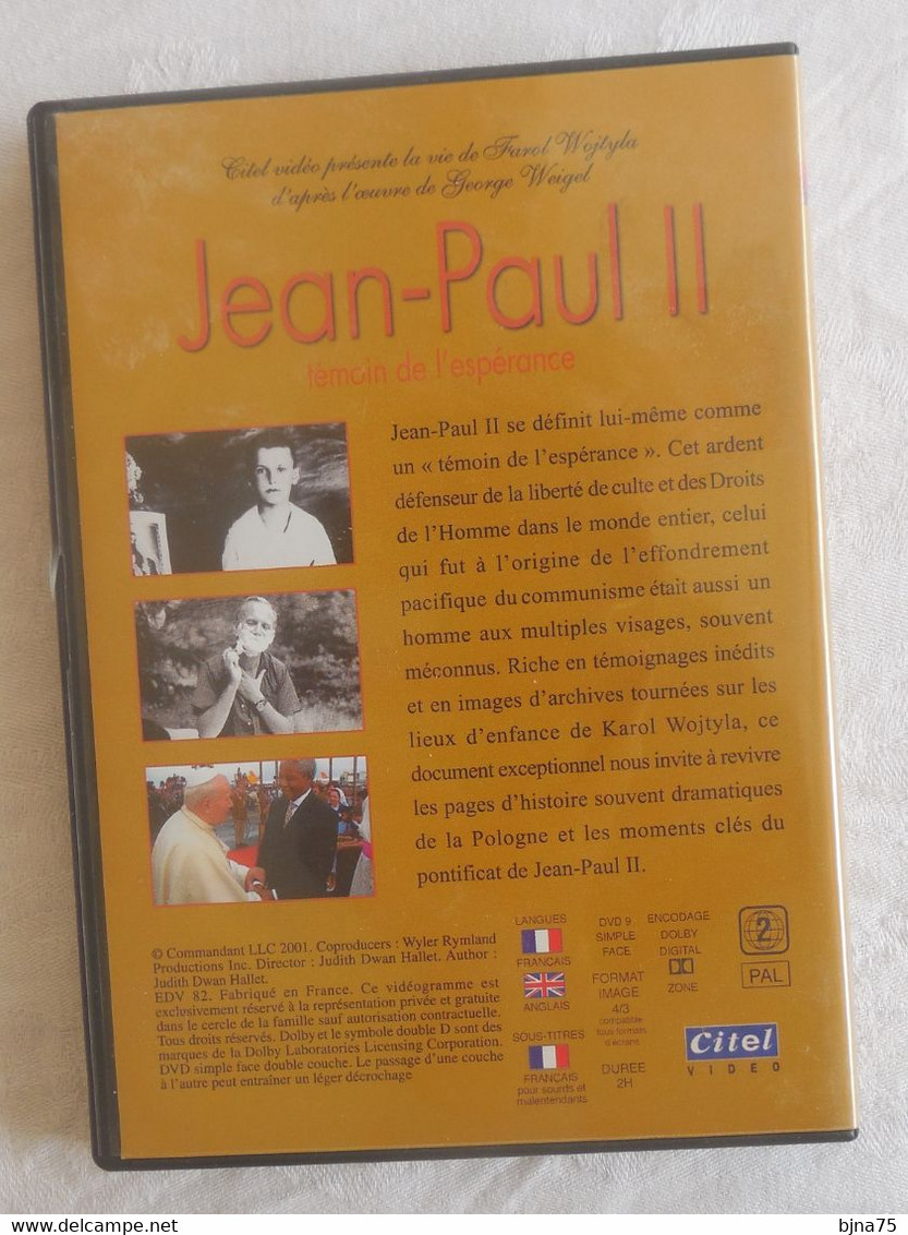 Documentaire   Un PAPE Pour L'HISTOIRE JEAN PAUL II Témoin De L'espérance  - édition 2001  Durée 2h - Documentaires