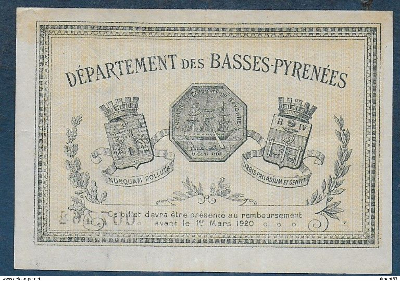 Chambre De Commerce De Bayonne - 1 Franc  - Pirot N° 15 - Chamber Of Commerce