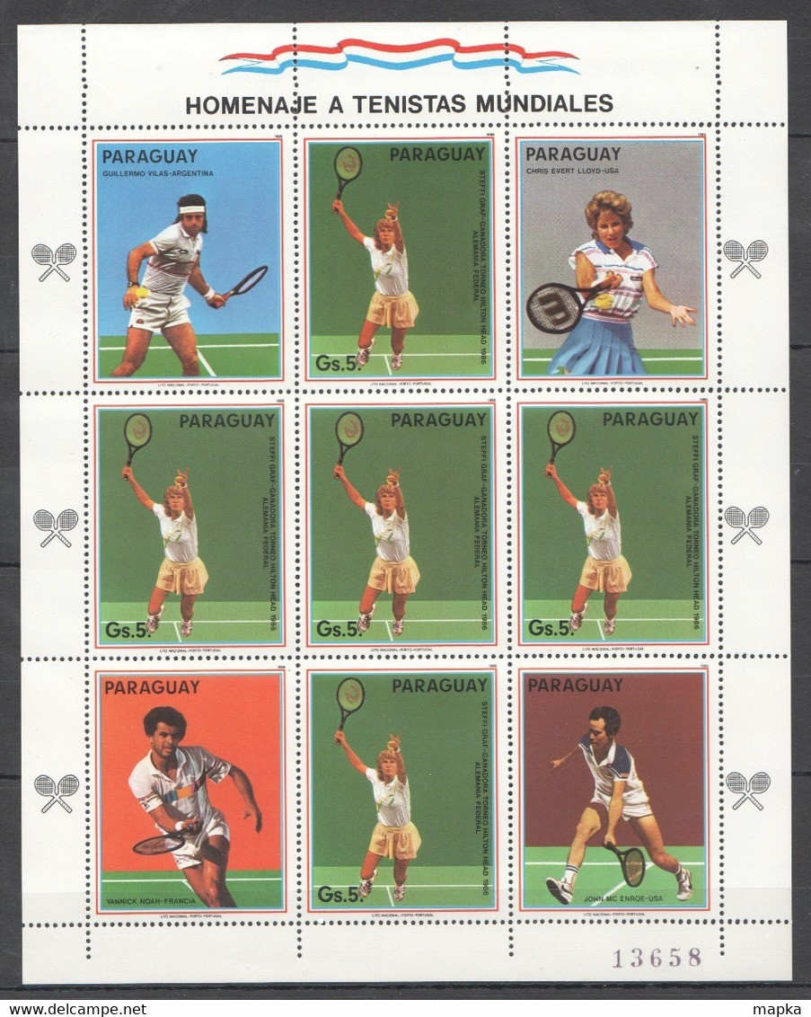 EC123 1986 PARAGUAY SPORT TENNIS WORLD CUP !!! MICHEL 20 EURO !!! 1KB MNH - Tennis