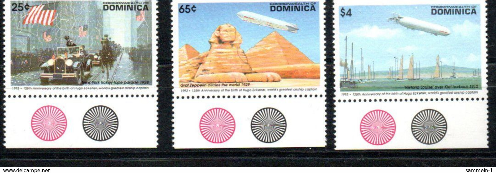 Dominica 1705 - 1707 Voiture Car, Zeppelin, Pyramiden - Dominique (1978-...)