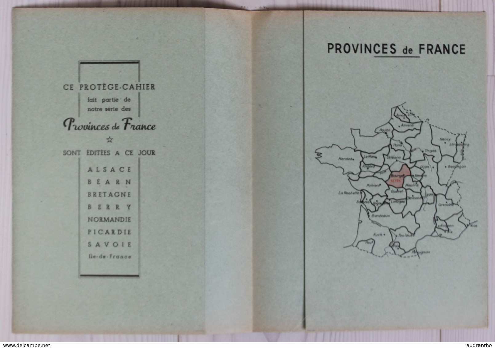 Ancien Protège Cahier écolier Berry Provinces De France Boischot Bourges La Châtre Henrichemont - A